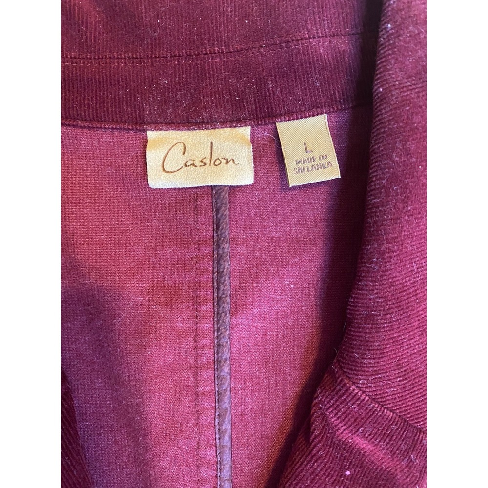 Caslon Womens Burgundy Corduroy Blazer Jacket Elbow Patches Wine Vintage L - Picture 5 of 7